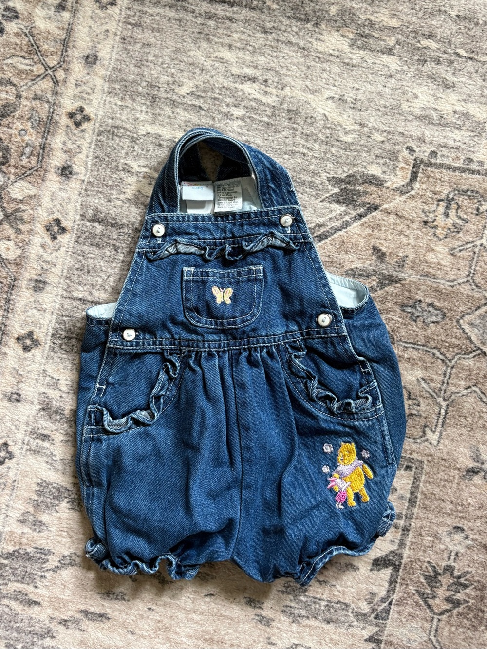 Vintage Disney Winnie the Pooh piglet denim overalls bibs embroidered 6/9 months